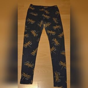 LuLaRoe Dragonfly Black Leggings Yoga Pants One Size